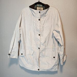 Vintage Pacific Trail Jacket Womens Petite L Cream Plaid Lined Barn Field Coat